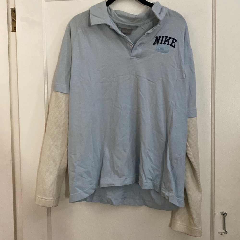 Nike light blue women’s long sleeve top 100% cotton size large